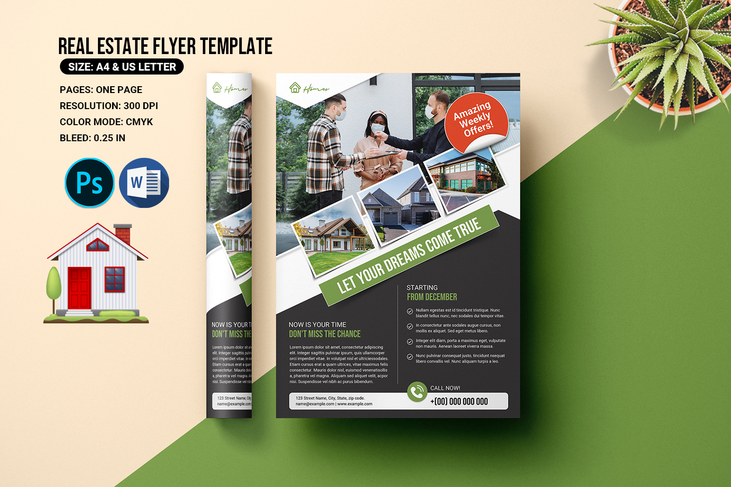 Real Estate Company Flyer Template. word & psd