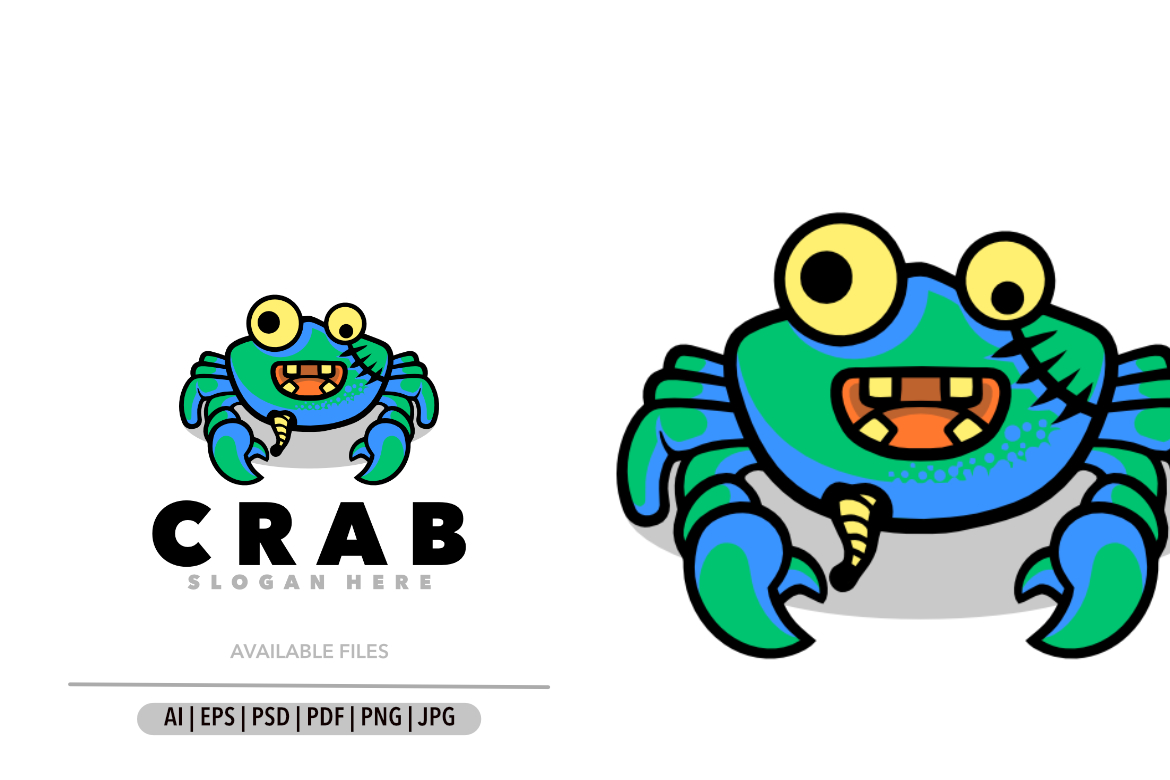 Cute crab zombie mascot logo