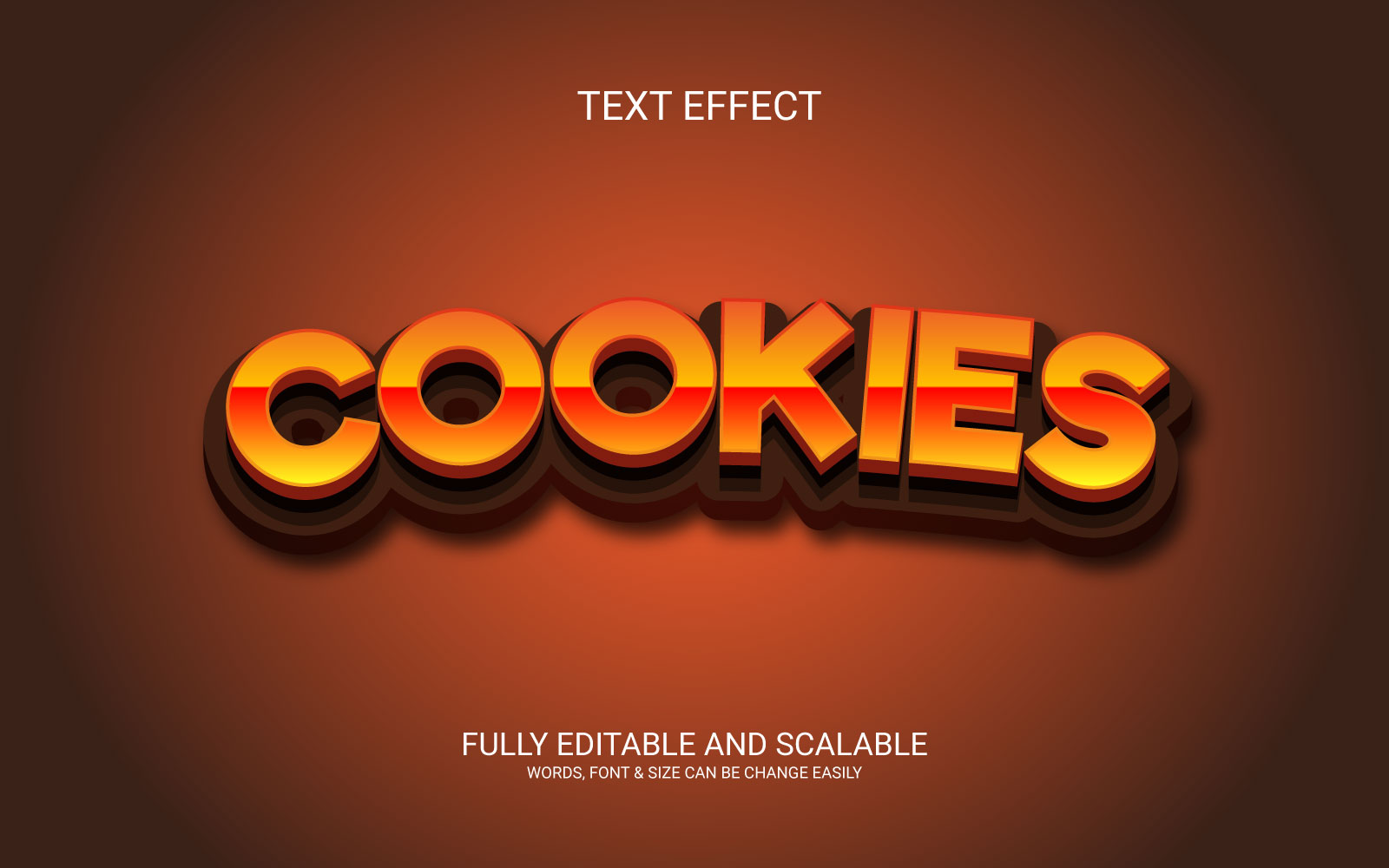 Cookies  Editable Vector Eps 3D Text Effect Template Design