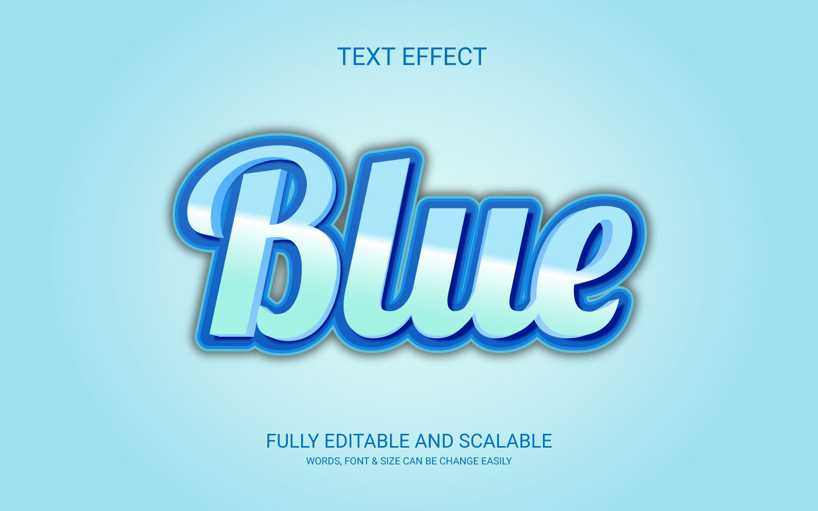 Blue  Editable Vector Eps Text Effect Design