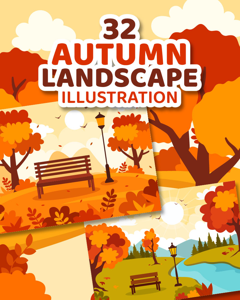 32 Autumn Landscape Background Illustration