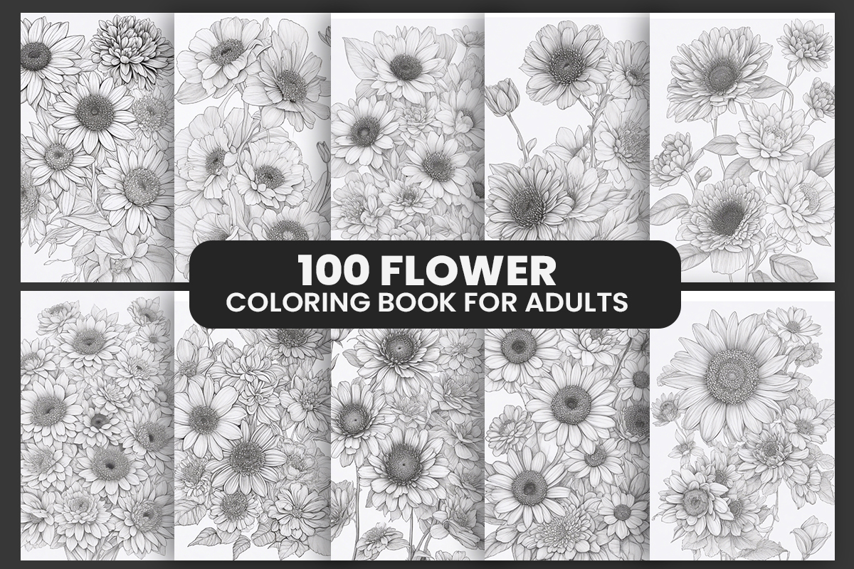 Flowers Adult Coloring Book for Kdp