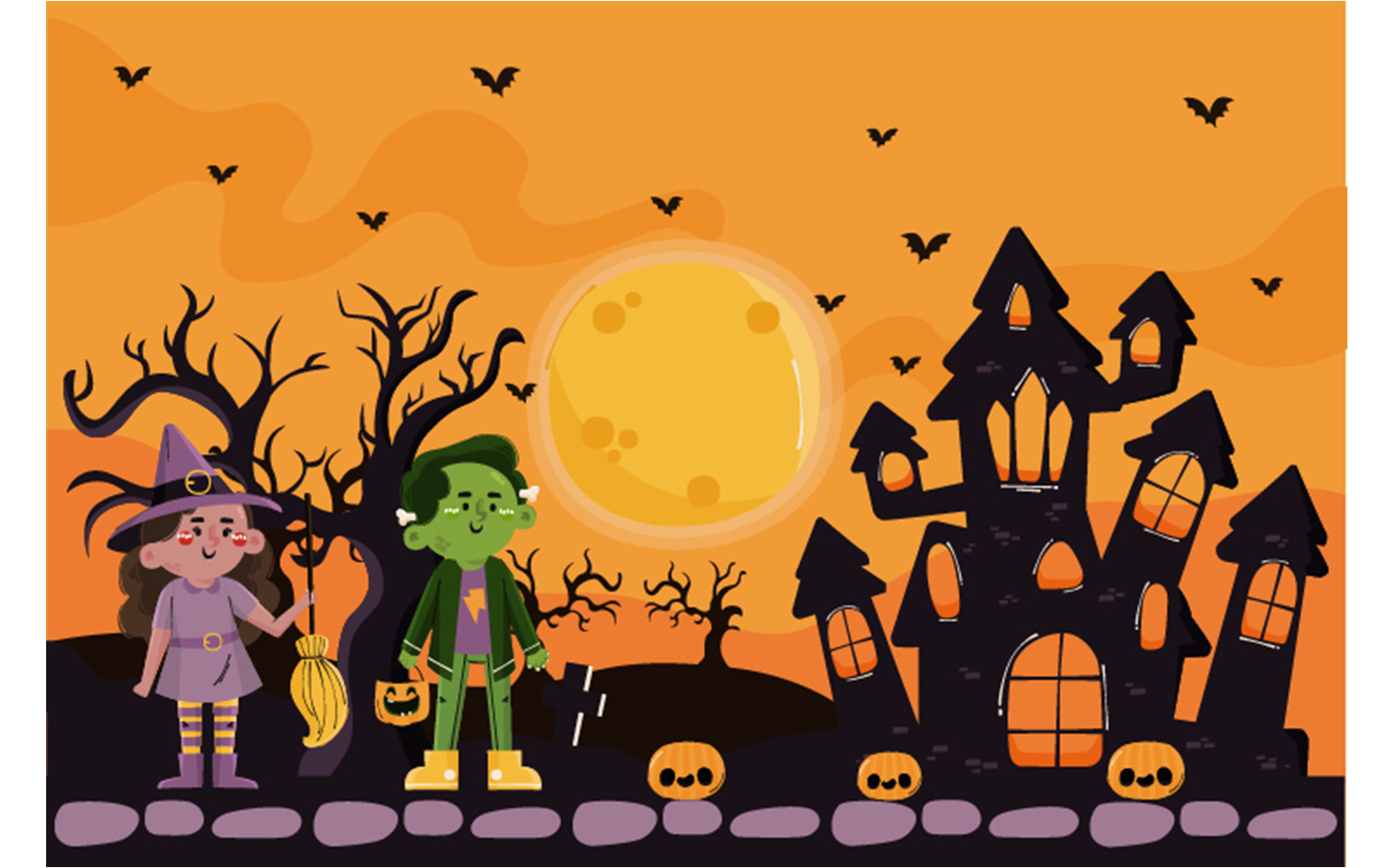 Hand Drawn Halloween Background Illustration