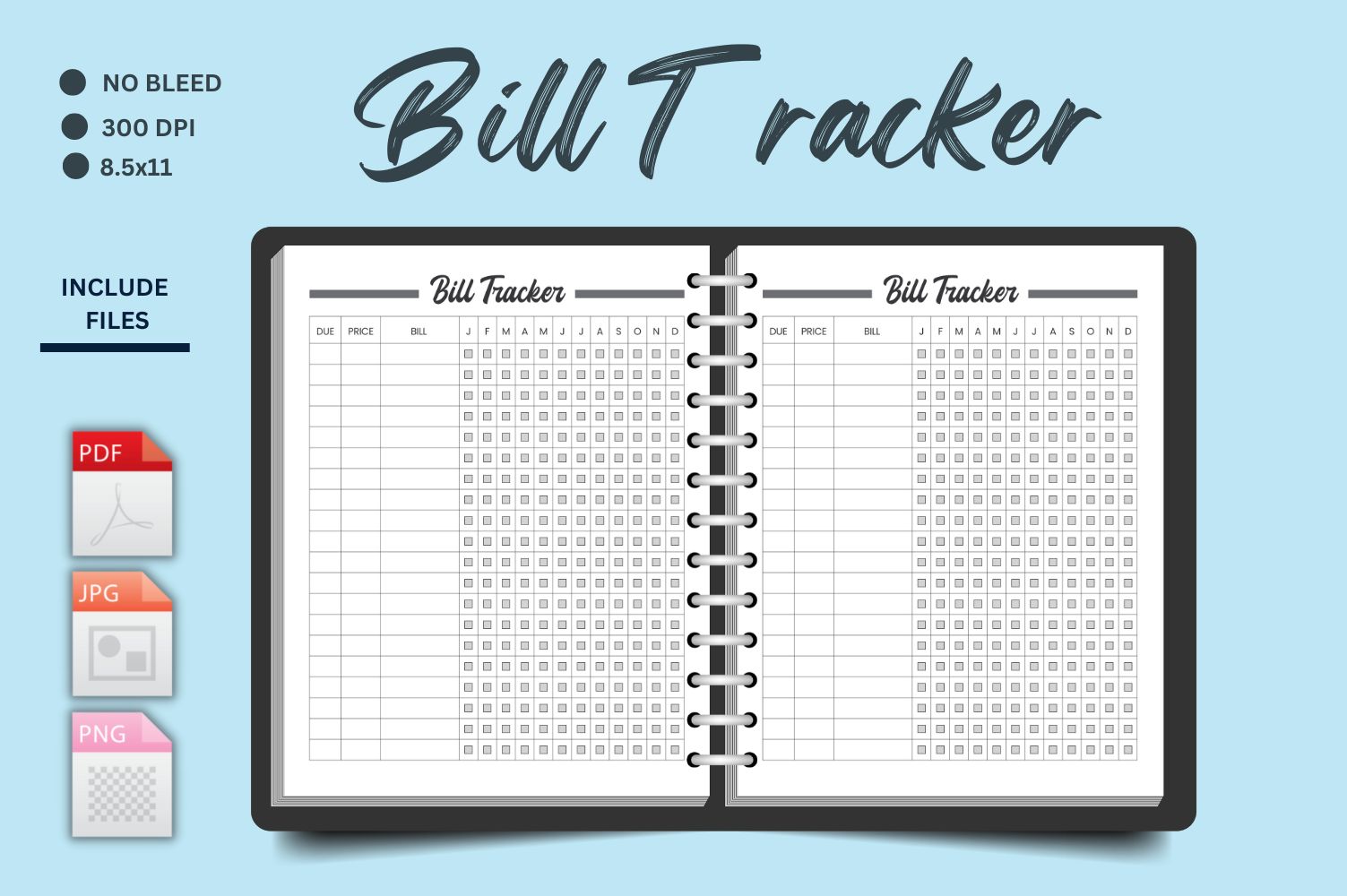 Bill Tracker Printable, Bill Payment Tracker, Bill Pay Checklist Logbook