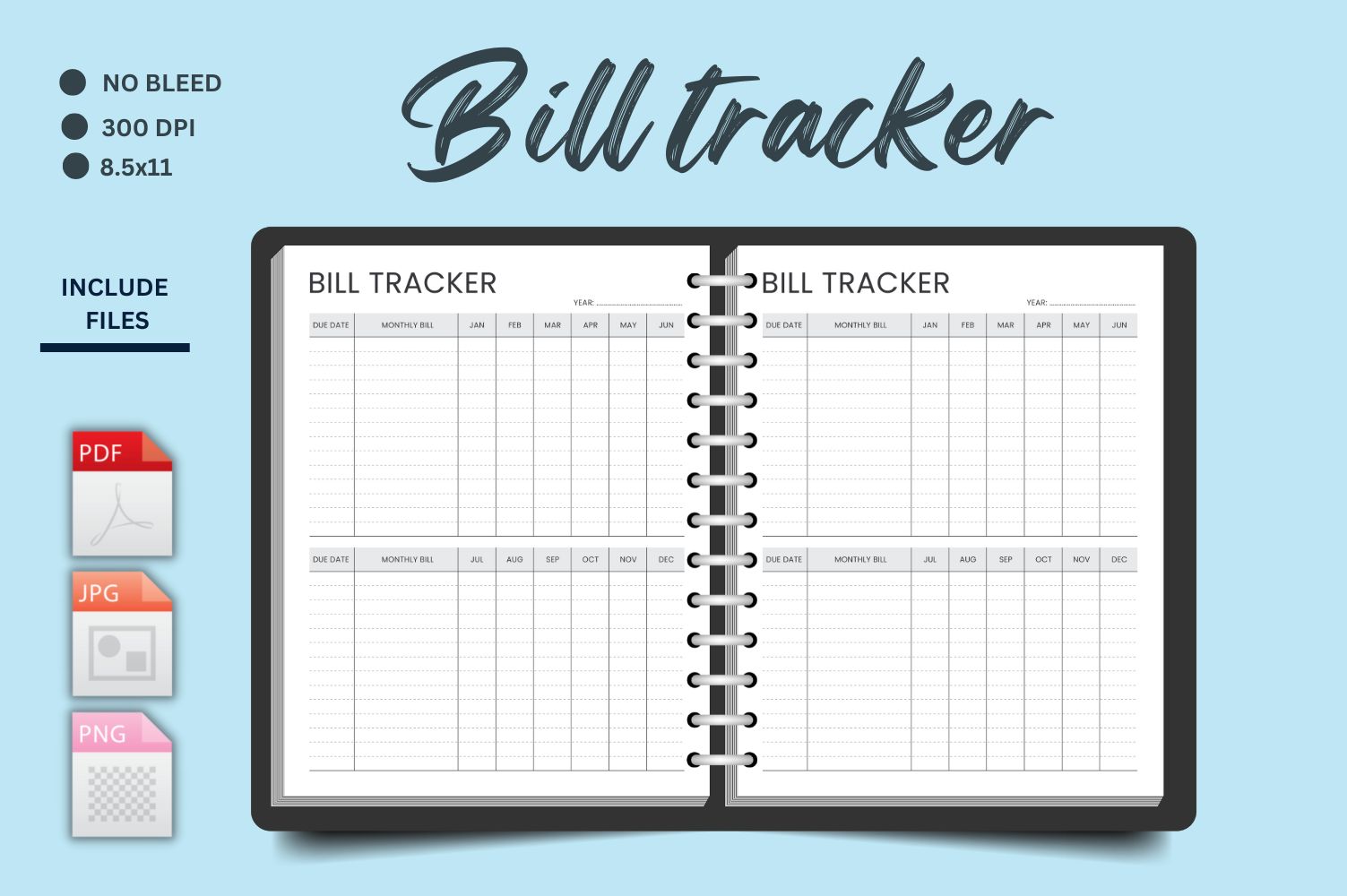 Bill Tracker Printable Logbook