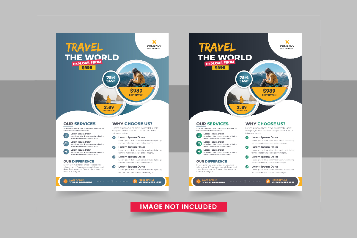 Holiday Travel Flyer Design or Editable tour flyer design template layout