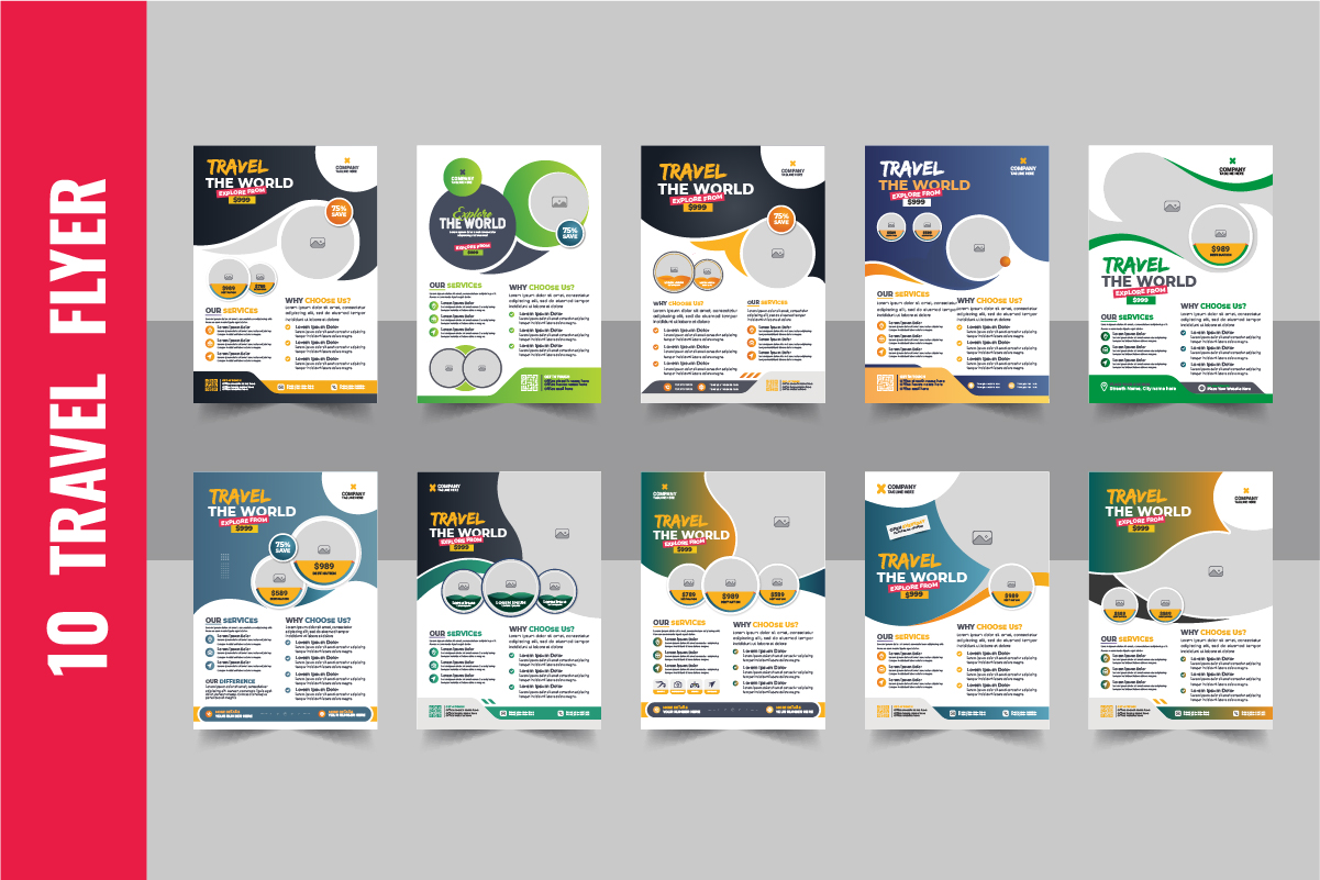 Holiday Travel Flyer Design or Editable tour flyer design template layout bundle