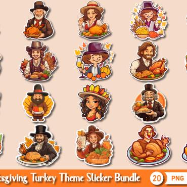 Stickers Thanksgiving Illustrations Templates 353602