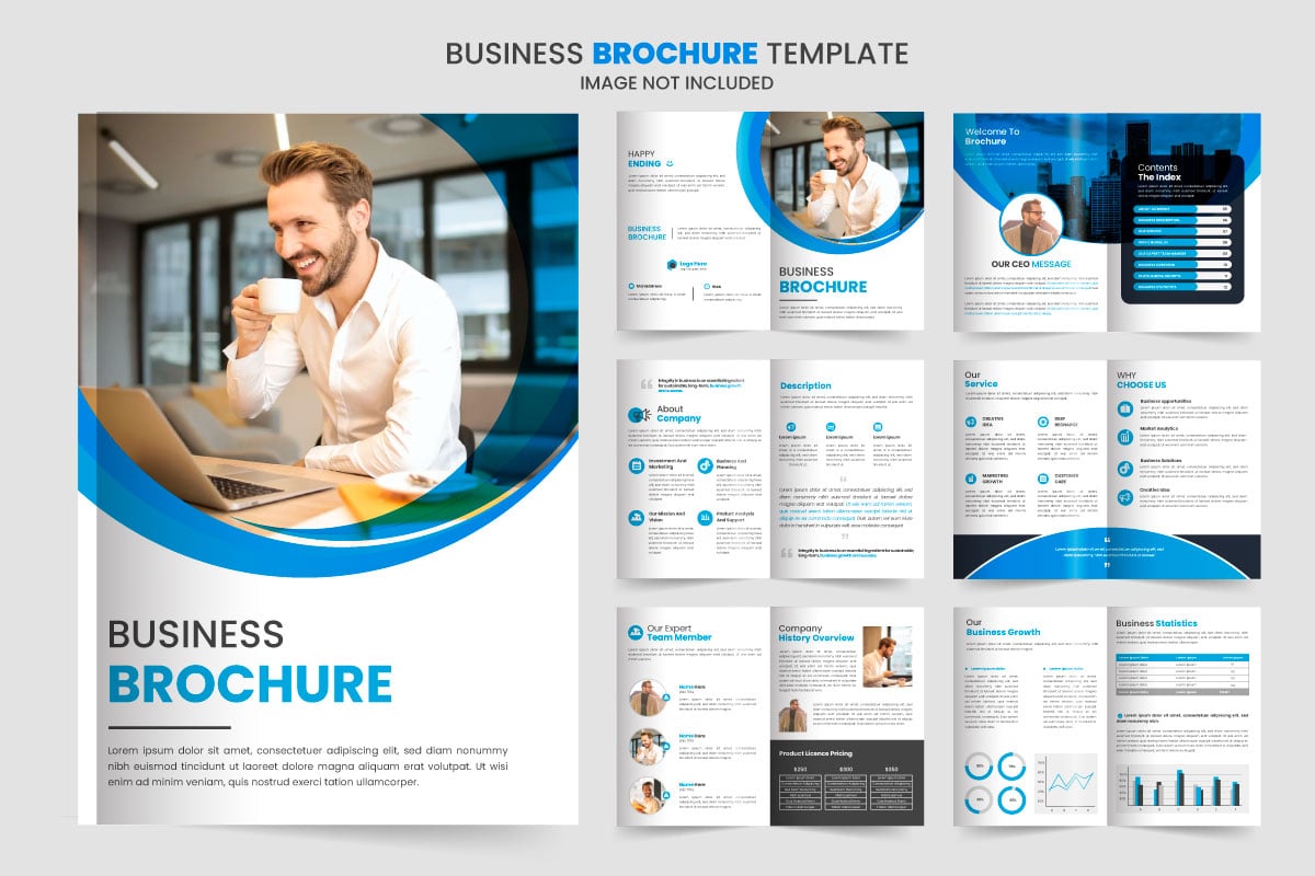 Minimal multipage business brochure template design, annual report, corporate company profile