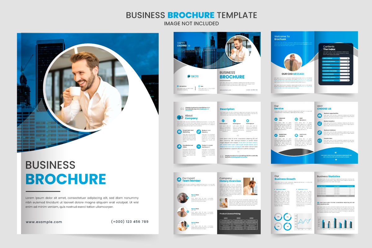Minimal multipage business brochure template design, annual reports