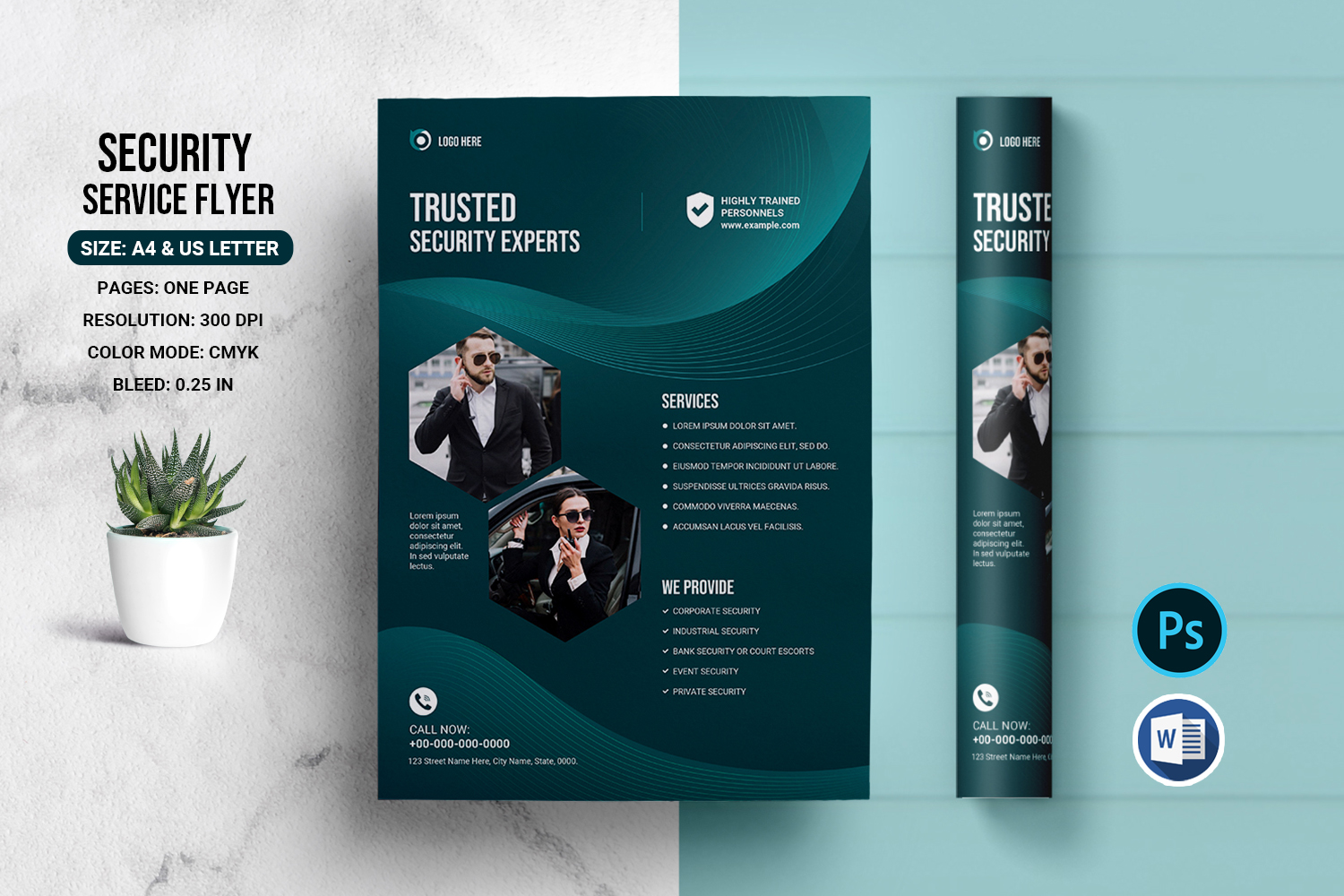 Security Service Flyer Template. Psd & Word