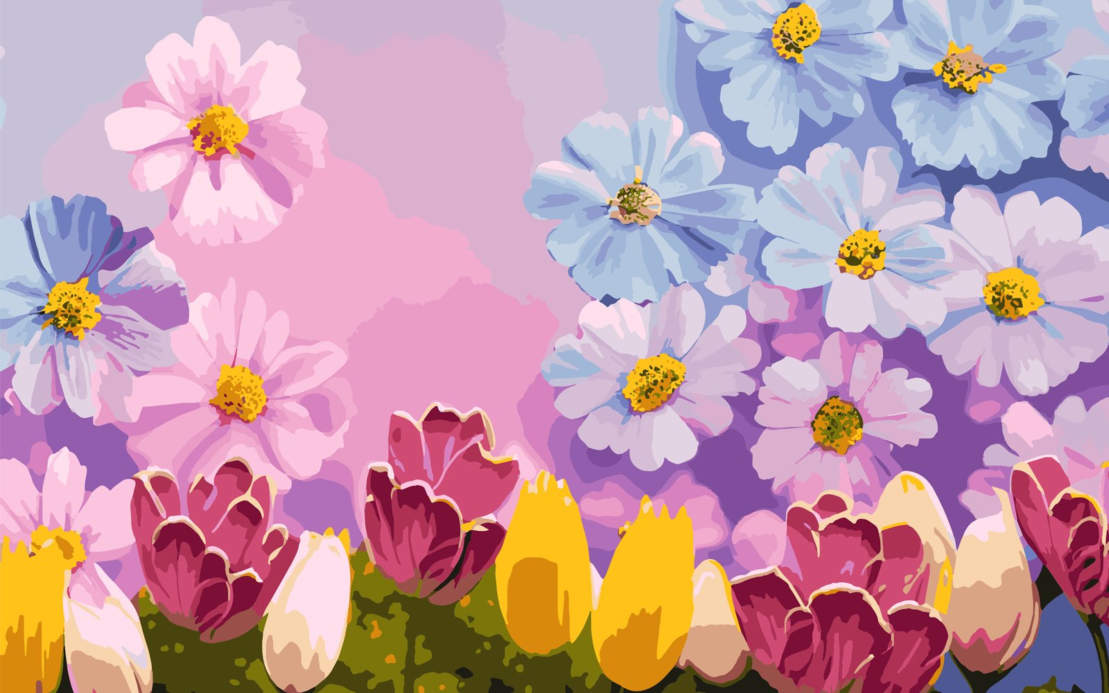 Spring background with colorful flowers. vector illustration