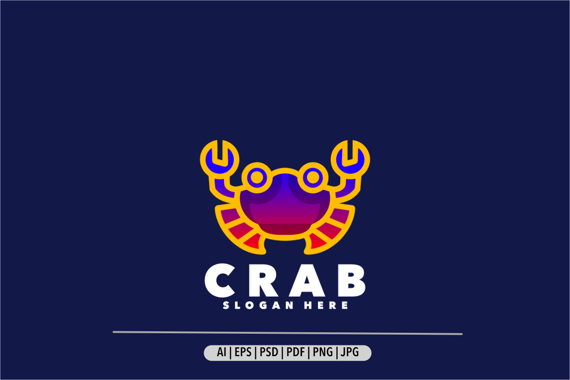 Crab line art gradient colorful logo