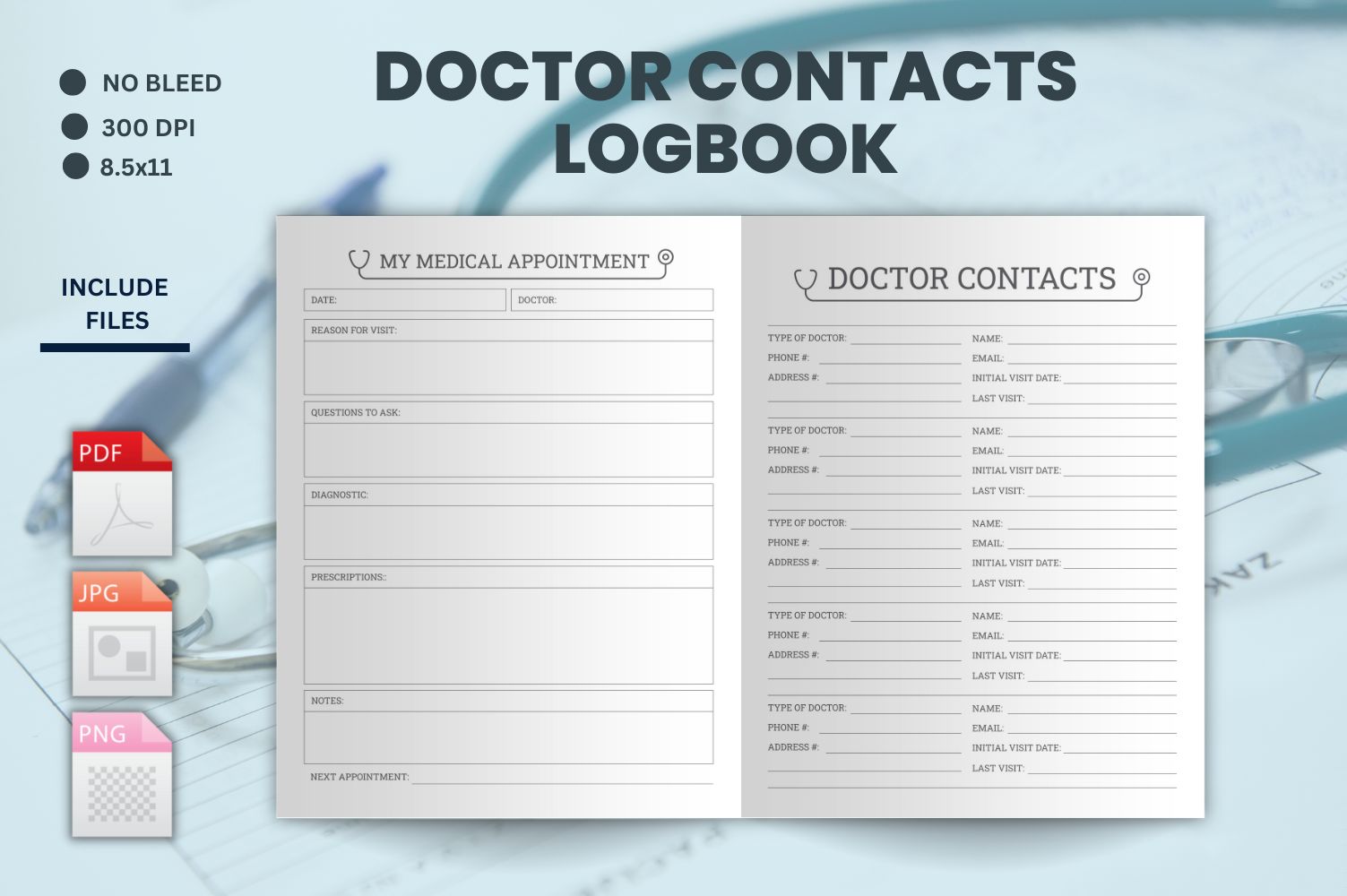 Doctor contact planner – KDP Interior. Doctors Contact Log