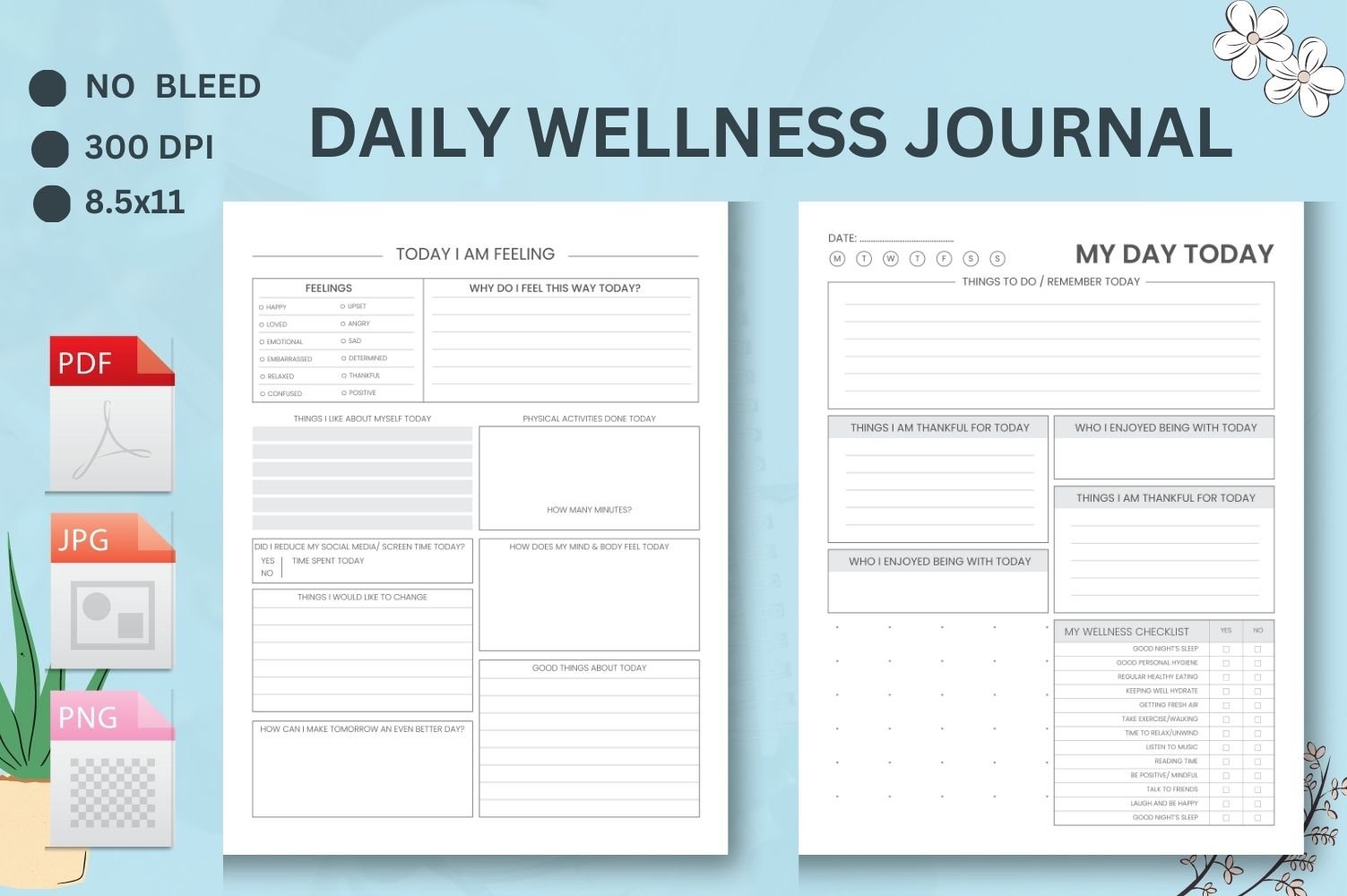 Personalized Wellness Journal, Health & Wellbeing Diary, Habit