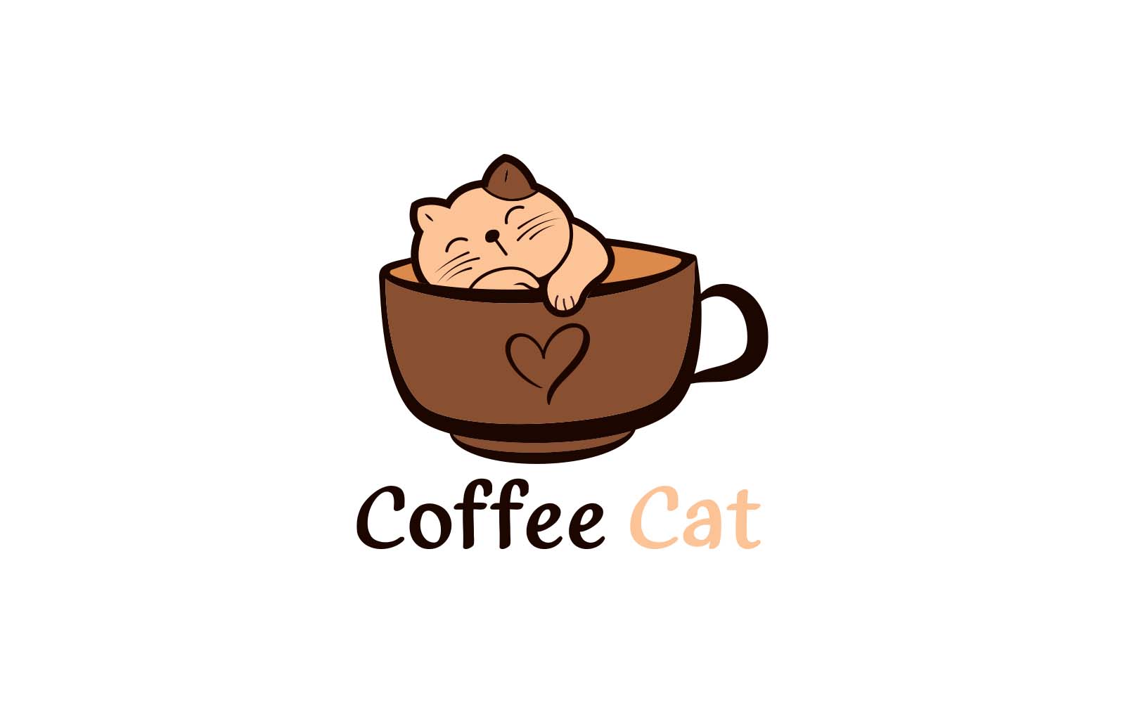Coffee Cat Logo Design Brand