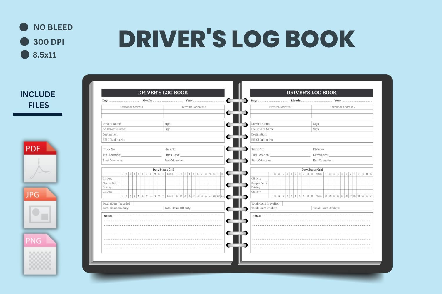 Driver Log Book, Mileage Logbook, Maintenance and Repair