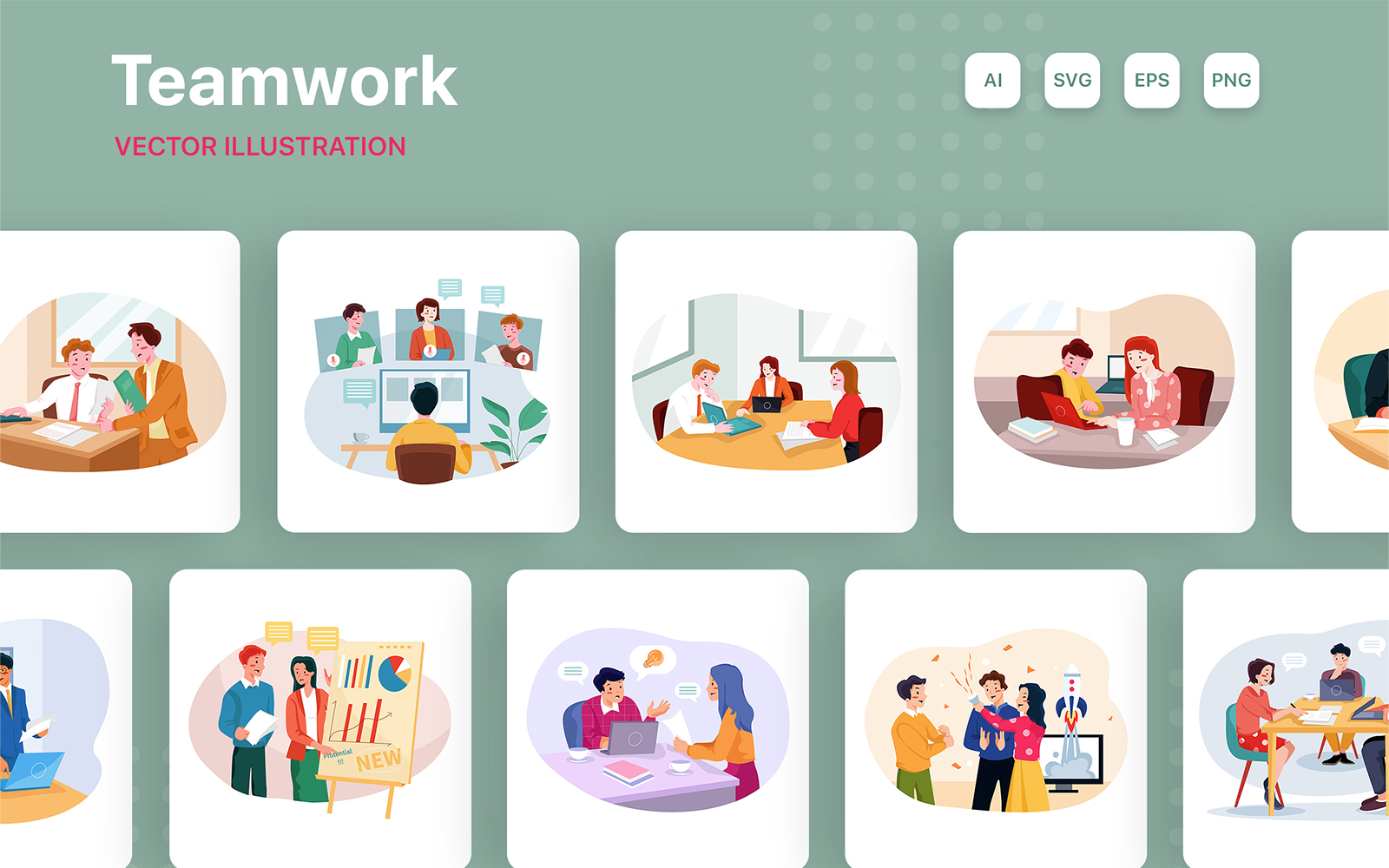 M250_ Business Teamwork Illustration Pack