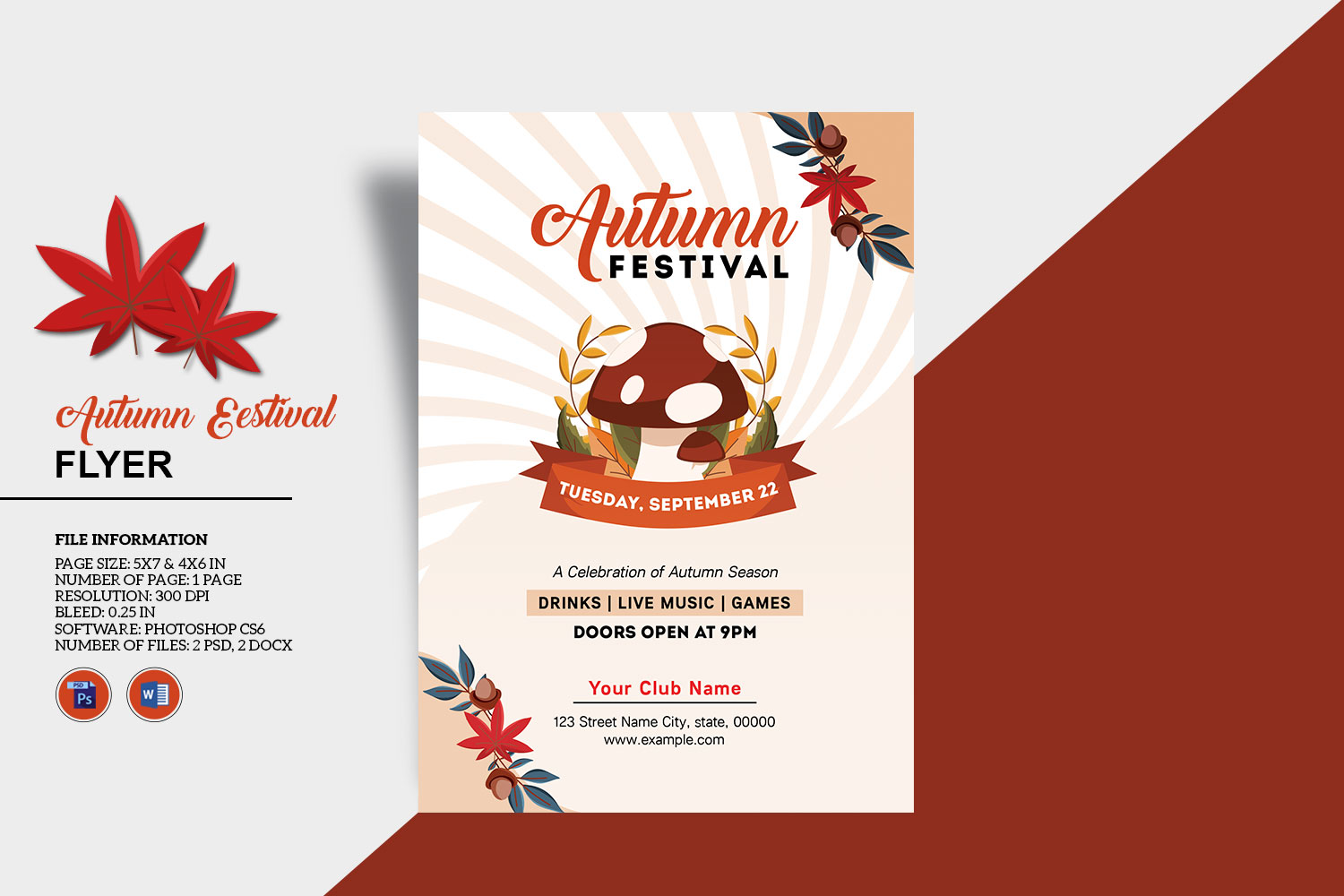 Autumn / Fall Party Invitation Flyer Template