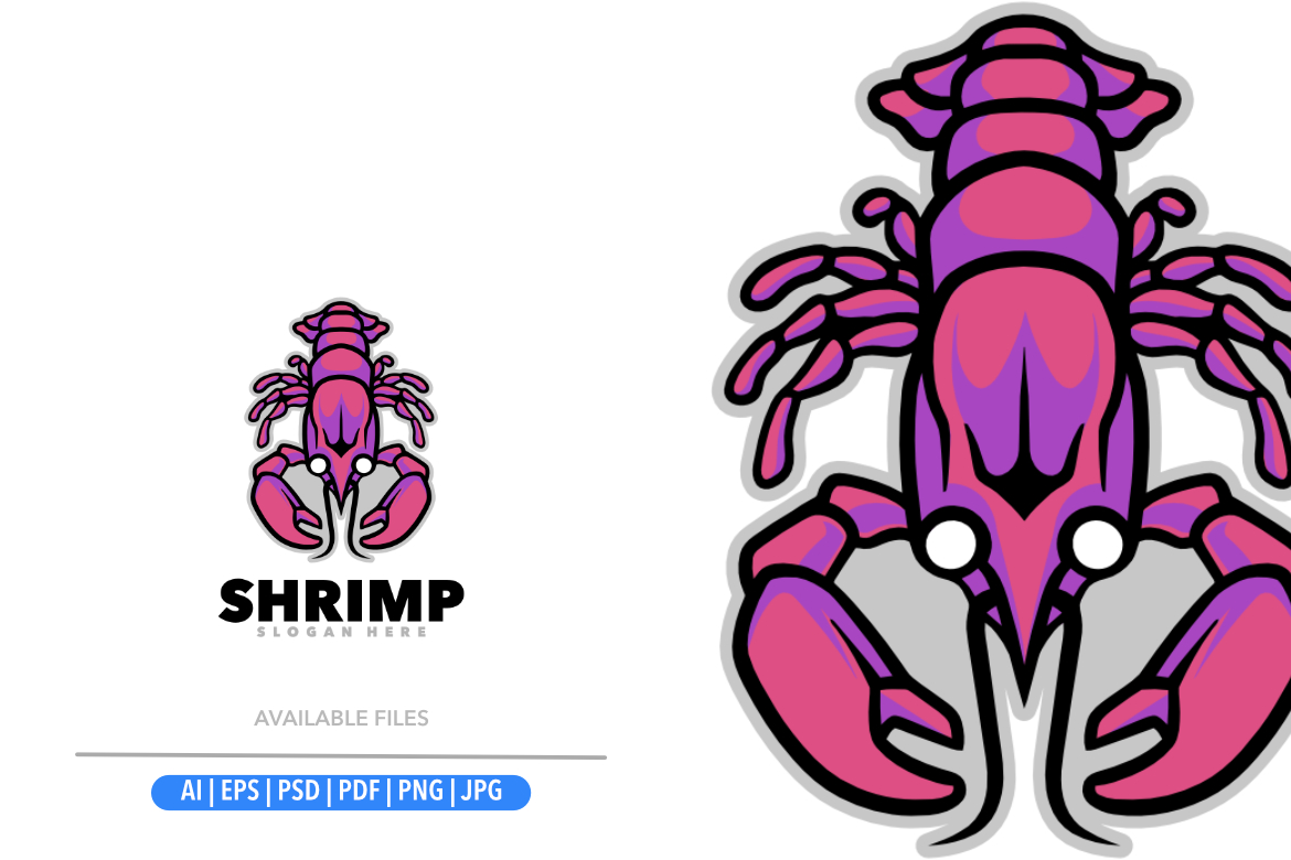 Shrimp mascot cartoon design logo