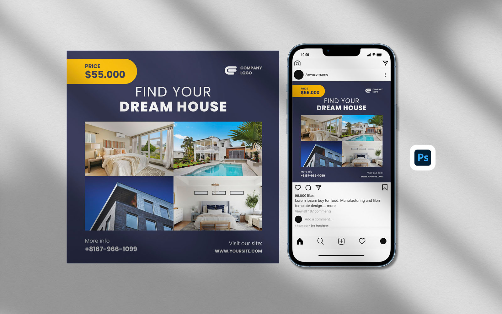 Real estate house property social media post template design