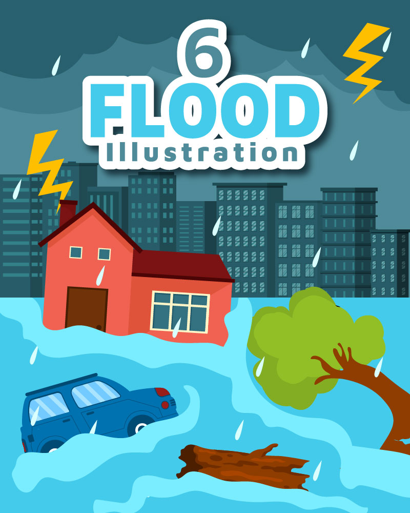 6 Floods Vector Illustration