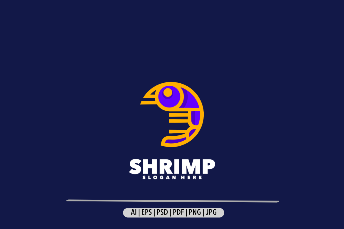 Cute shrimpl line art symbol logo