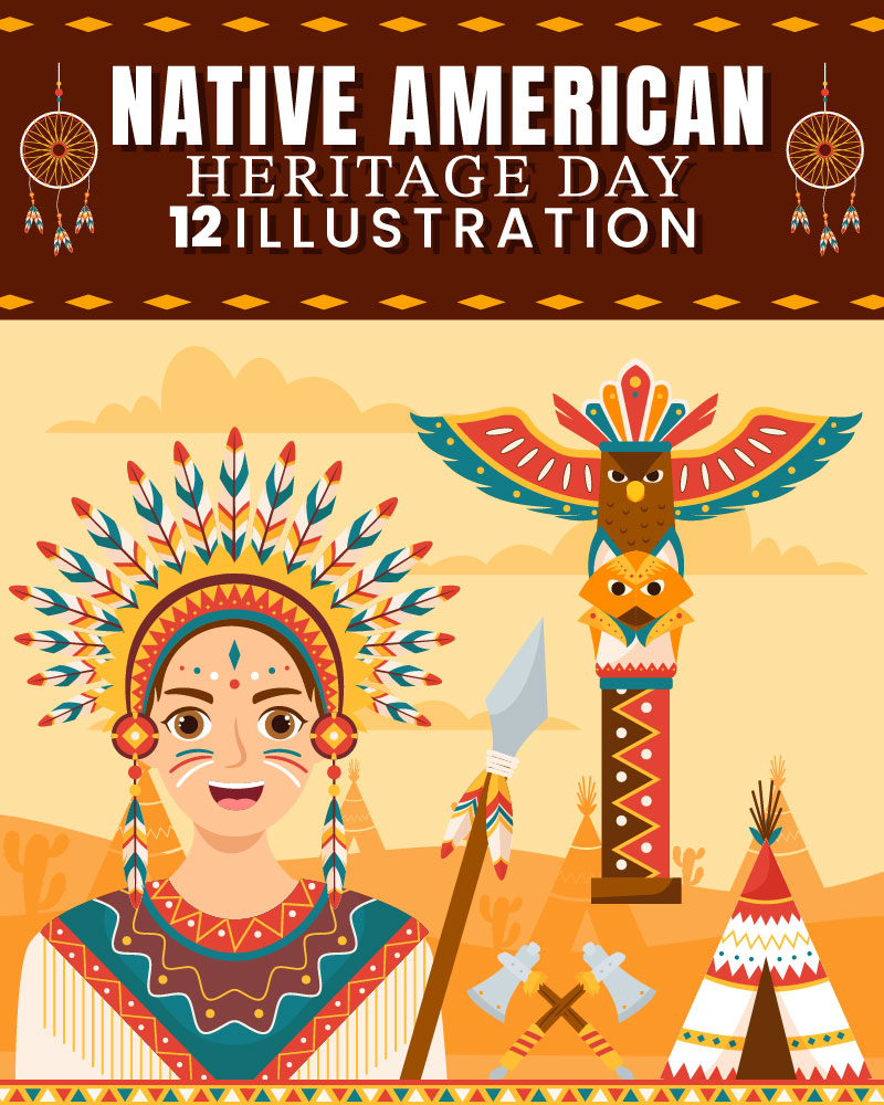 12 Native American Heritage Month Day Illustration
