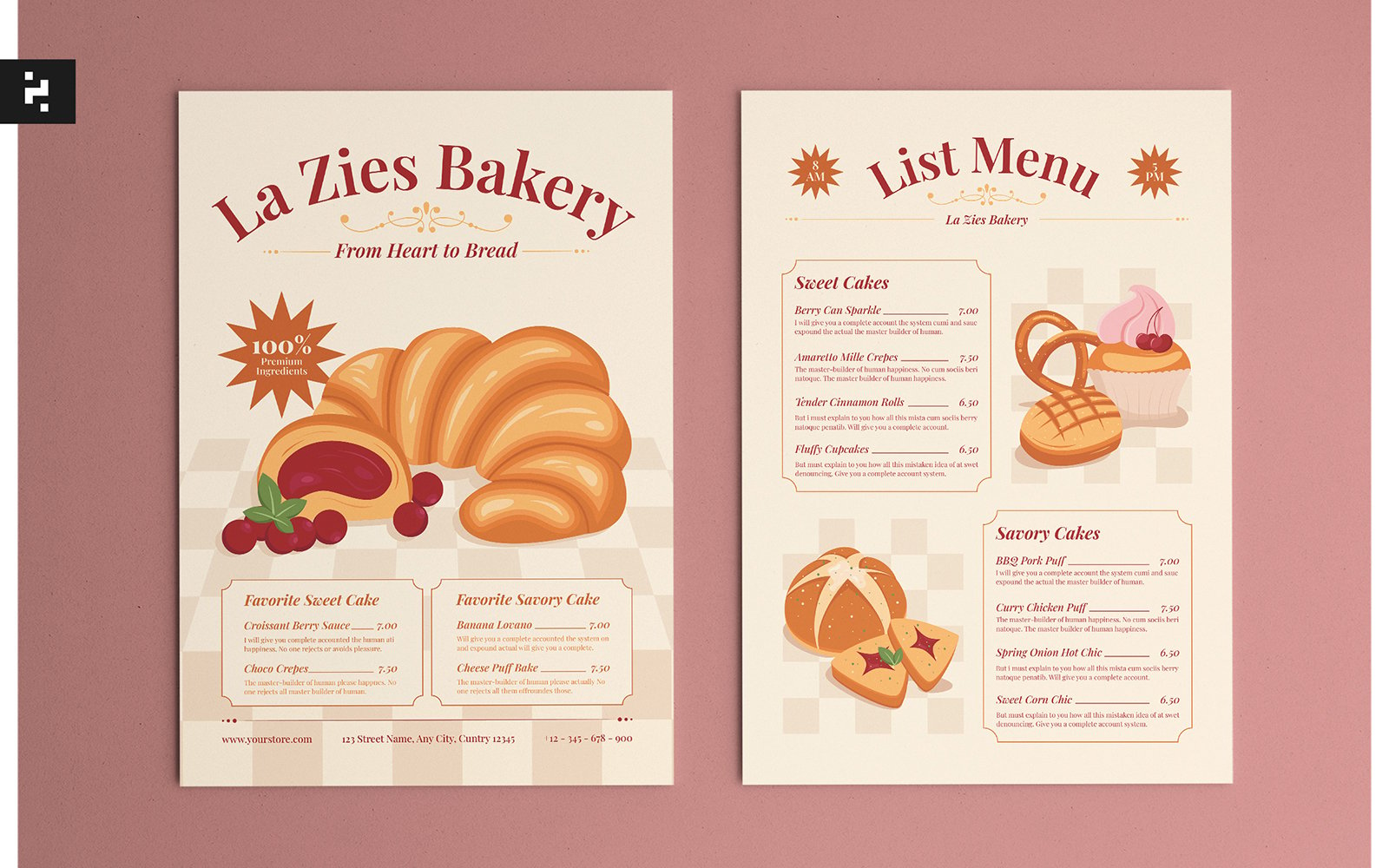 Minimal Clean Bakery Menu