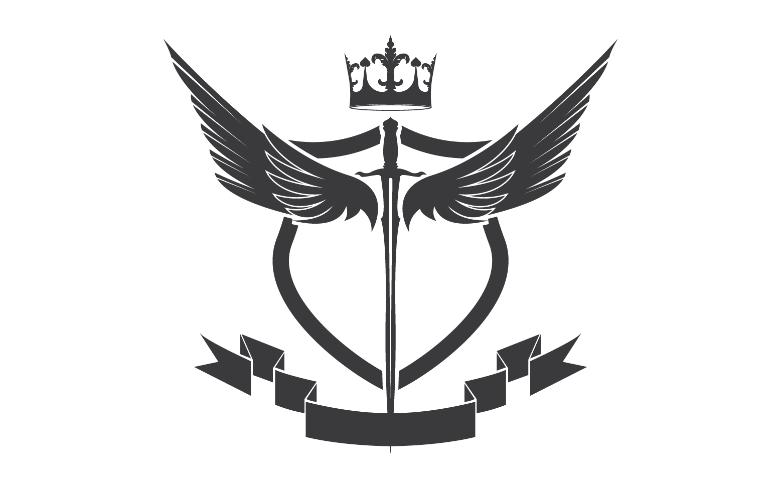 Wing sword and crown king lord logo icon v11