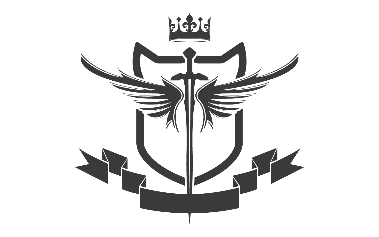 Wing sword and crown king lord logo icon v17