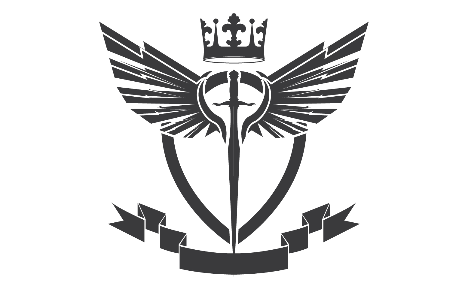 Wing sword and crown king lord logo icon v13