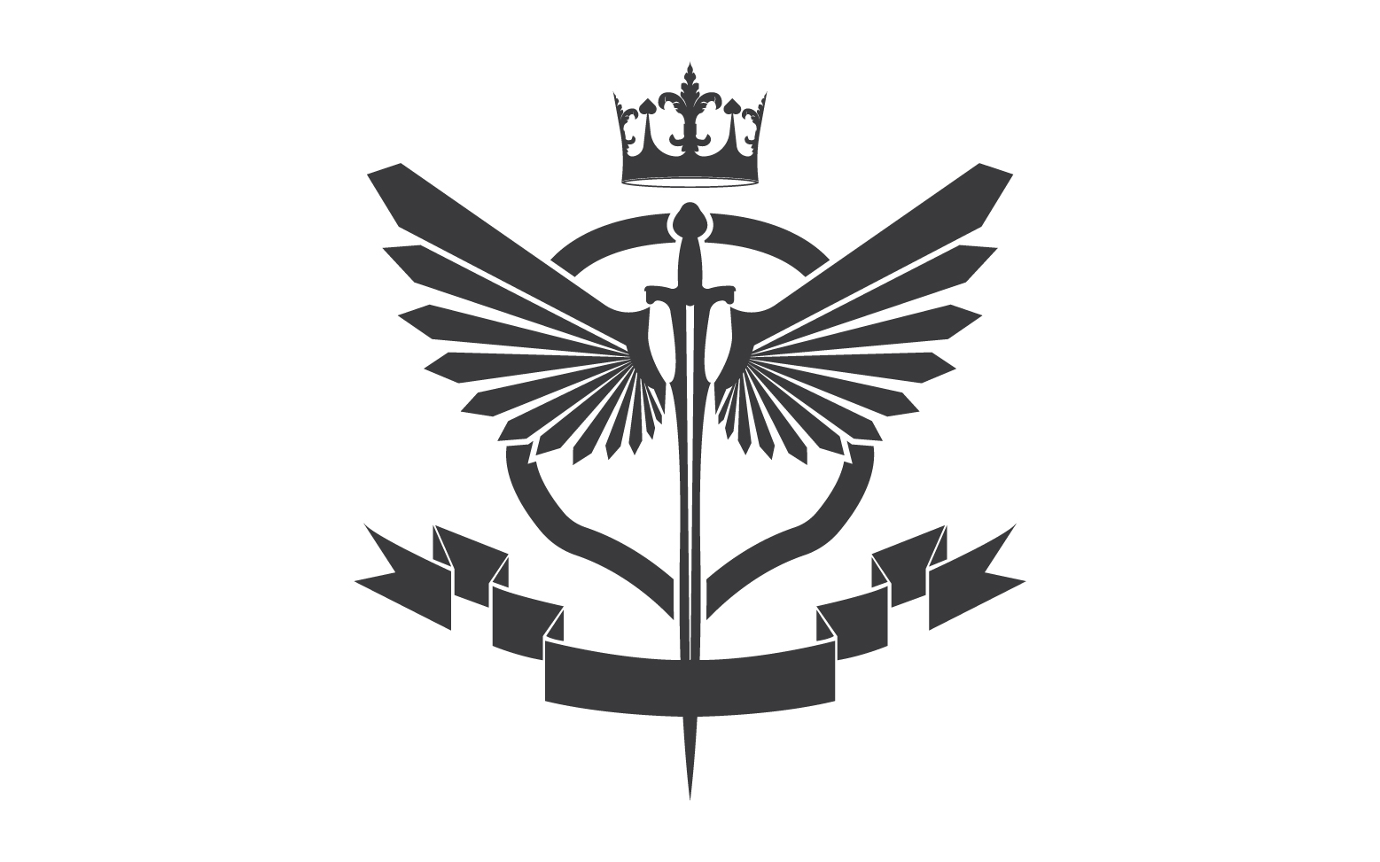 Wing sword and crown king lord logo icon v19