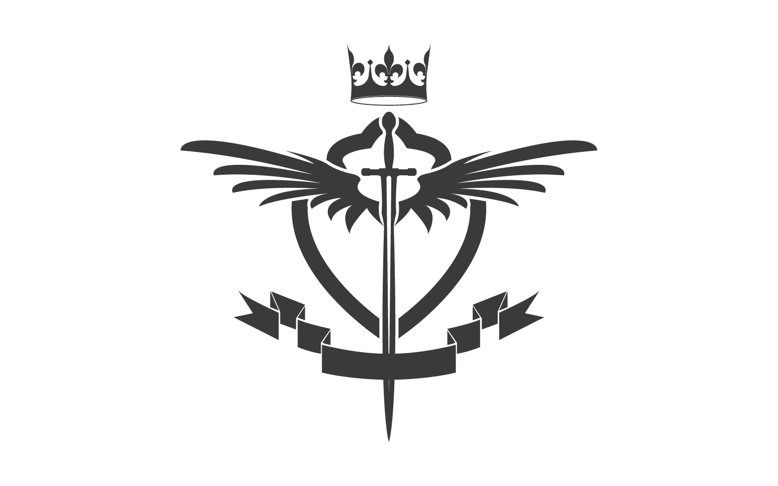 Wing sword and crown king lord logo icon v18