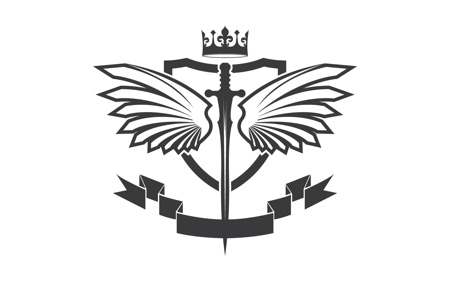 Wing sword and crown king lord logo icon v25