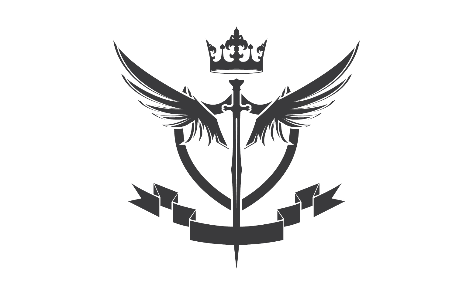 Wing sword and crown king lord logo icon v23