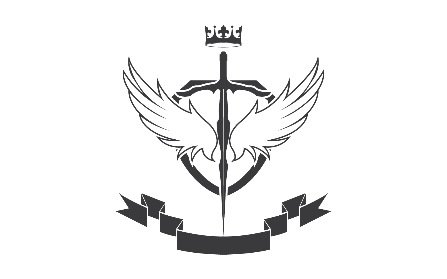 Wing sword and crown king lord logo icon v36