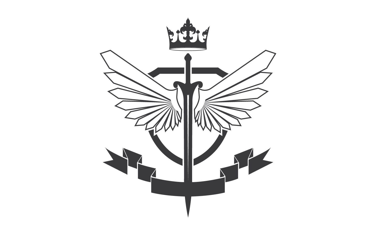 Wing sword and crown king lord logo icon v31