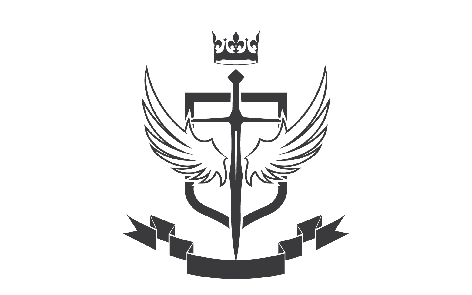 Wing sword and crown king lord logo icon v34