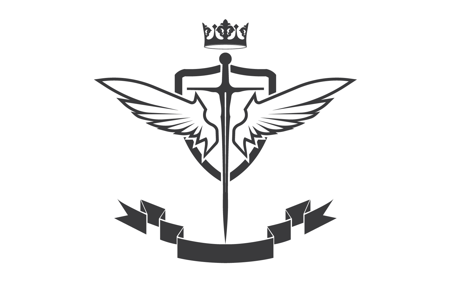 Wing sword and crown king lord logo icon v40