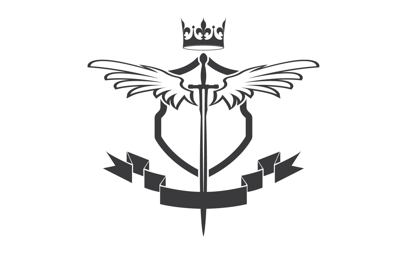 Wing sword and crown king lord logo icon v42