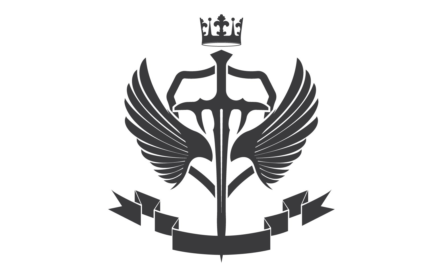 Wing sword and crown king lord logo icon v45