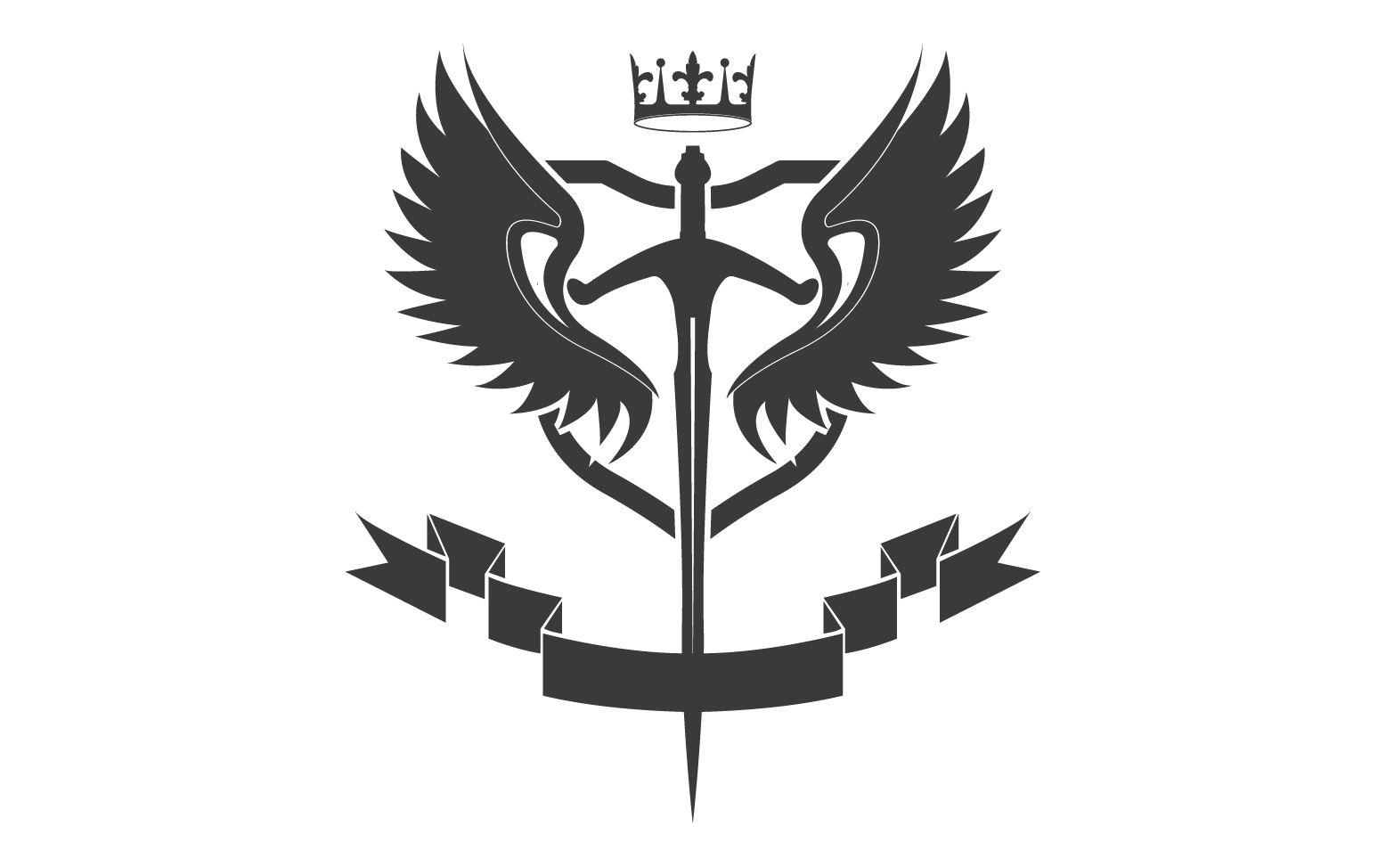 Wing sword and crown king lord logo icon v46