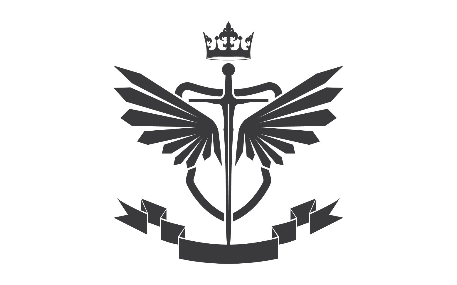 Wing sword and crown king lord logo icon v47