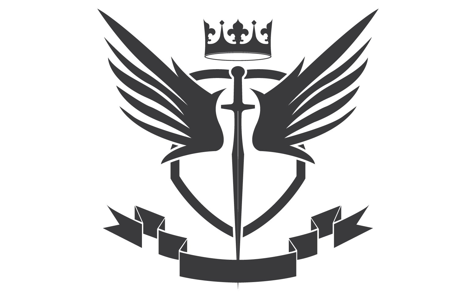 Wing sword and crown king lord logo icon v52