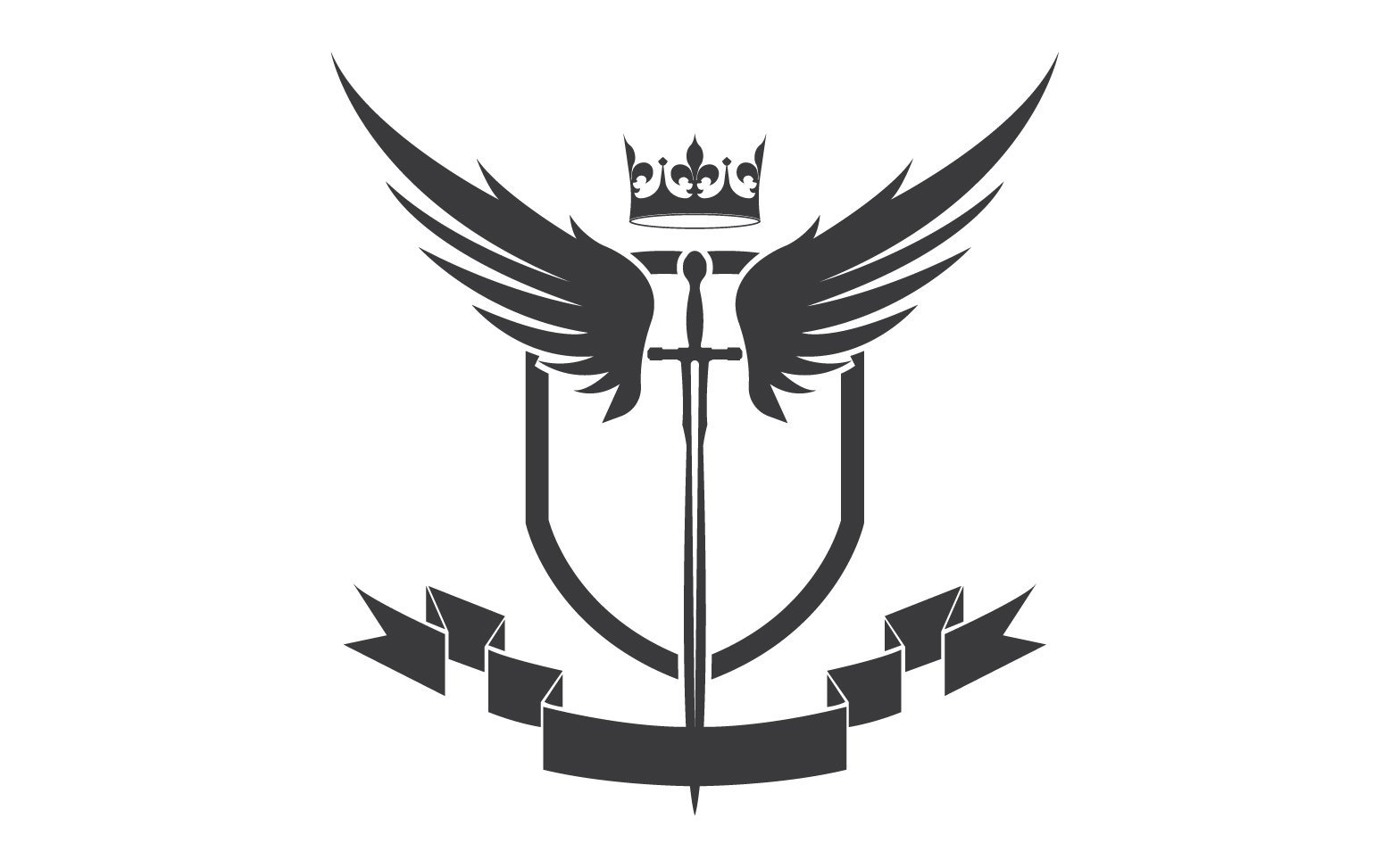 Wing sword and crown king lord logo icon v58