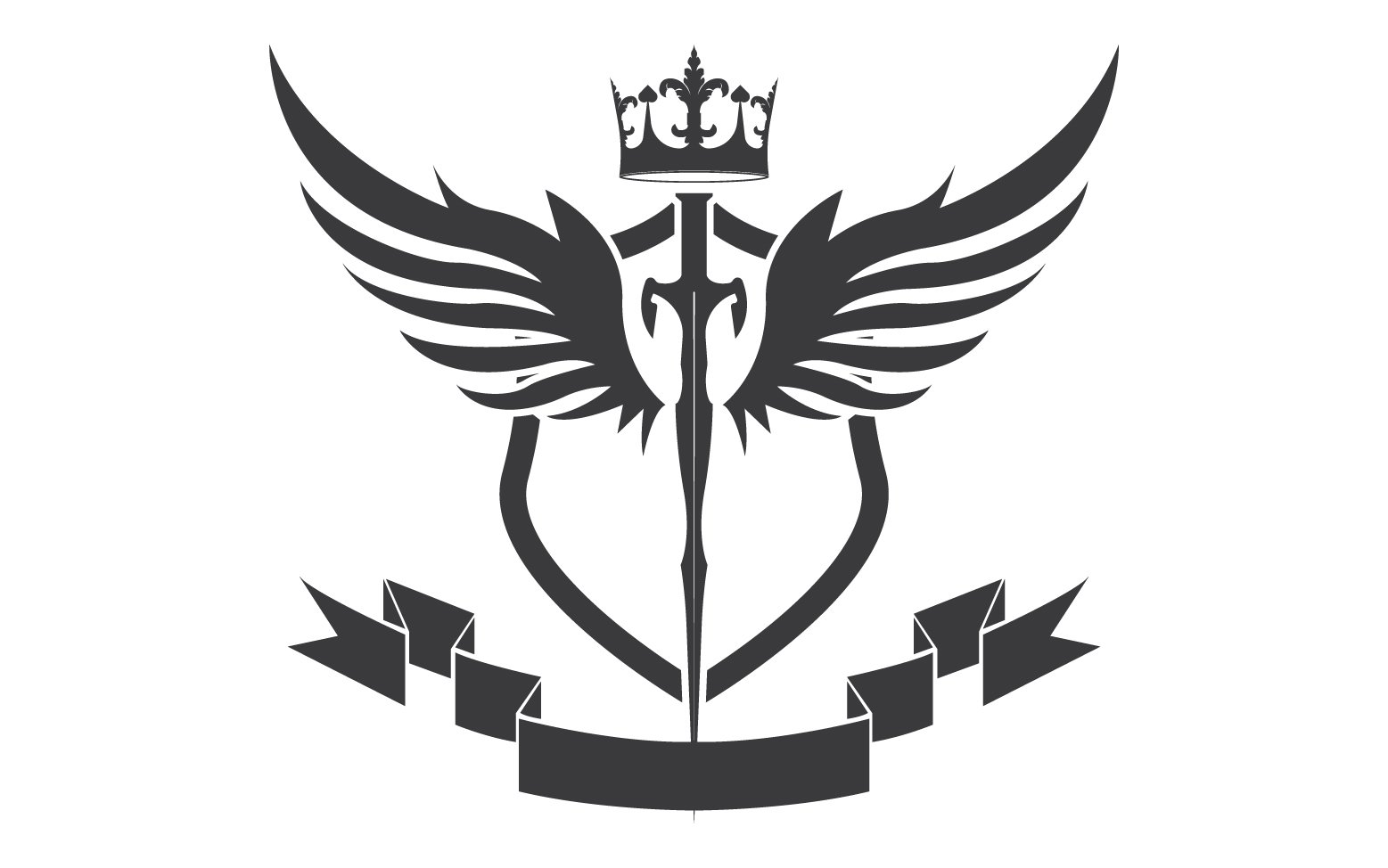 Wing sword and crown king lord logo icon v51