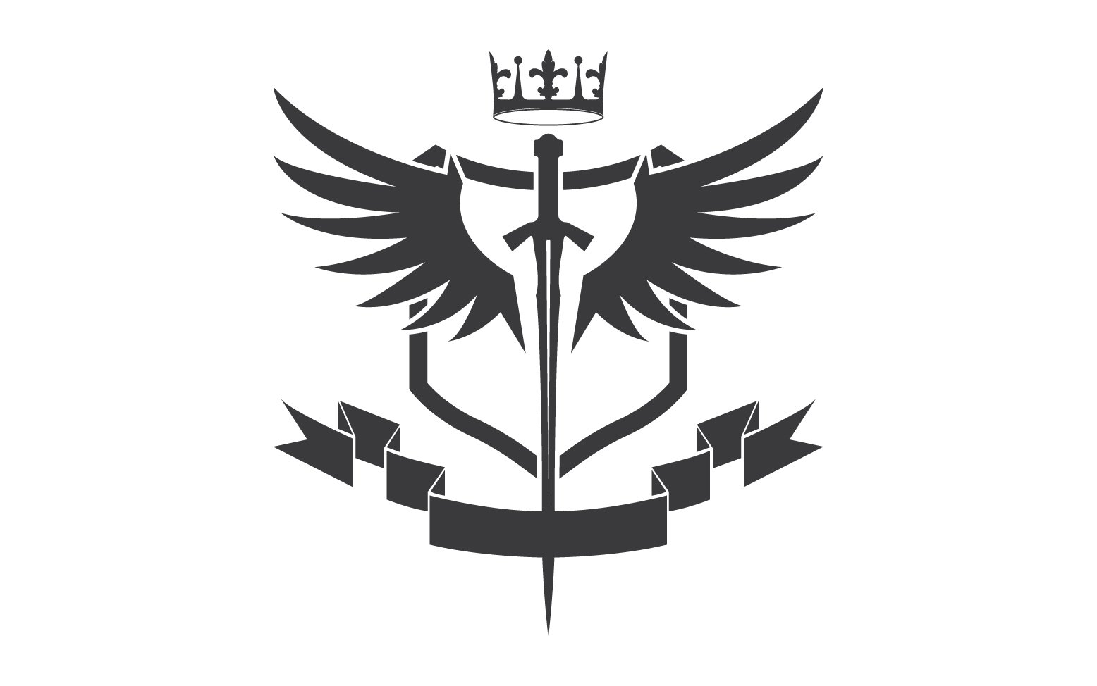 Wing sword and crown king lord logo icon v54