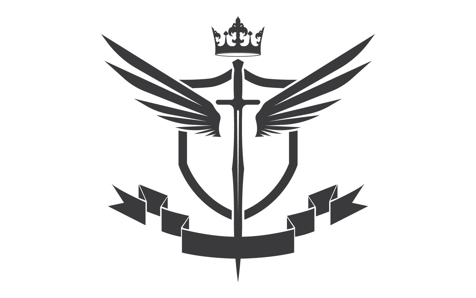 Wing sword and crown king lord logo icon v55
