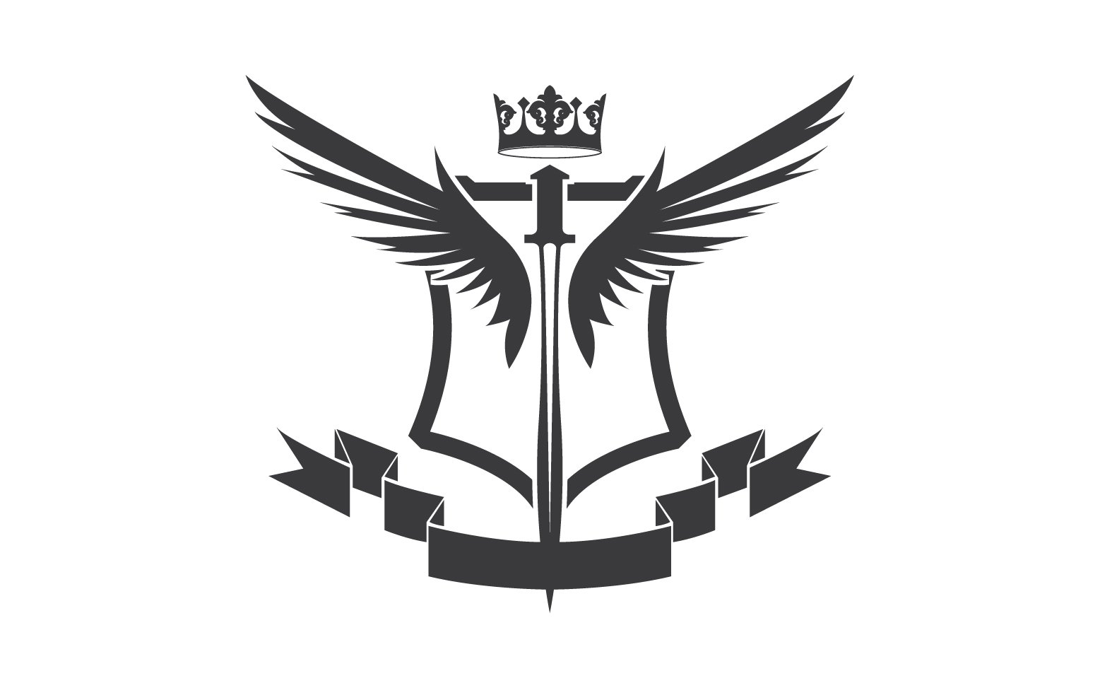 Wing sword and crown king lord logo icon v64